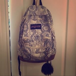 JANSPORT Blue & White Backpack 4 pouches